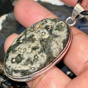 Many Eyes Orbicular Ocean Jasper Pendant 2”
